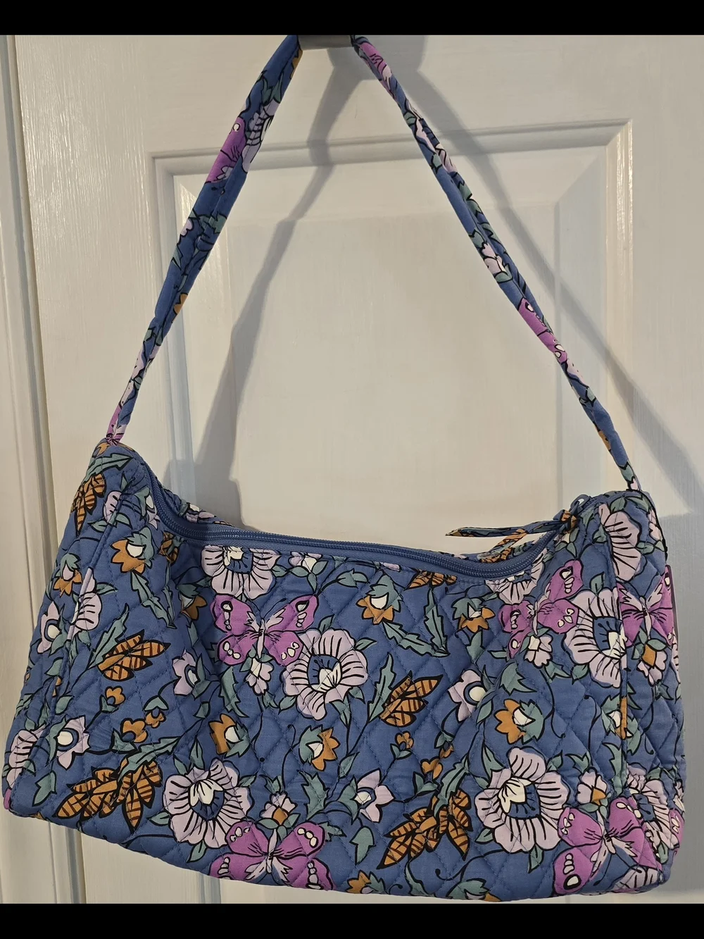 Vera Bradley slouchy Quilted Floral Shoulder Bag in Blue, Pink & Orange